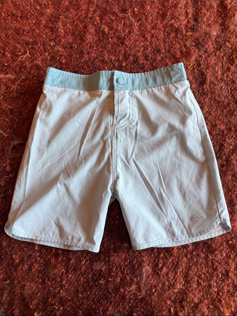 Light Blue Kids Swim Athletic Shorts with Elastic Waist